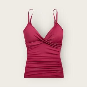 NWT | Lauren Ralph Lauren | Shirred Tankini Top | Burgundy | US 12